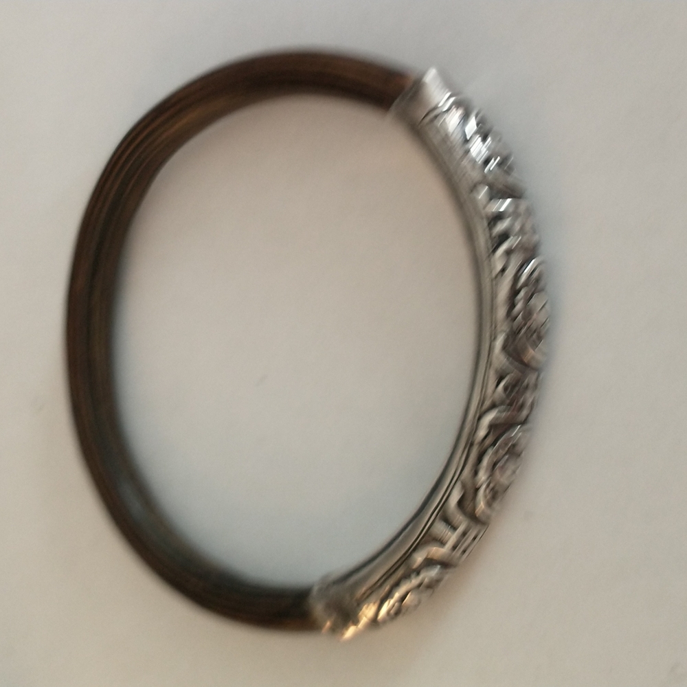 Bamboo/silver bangle